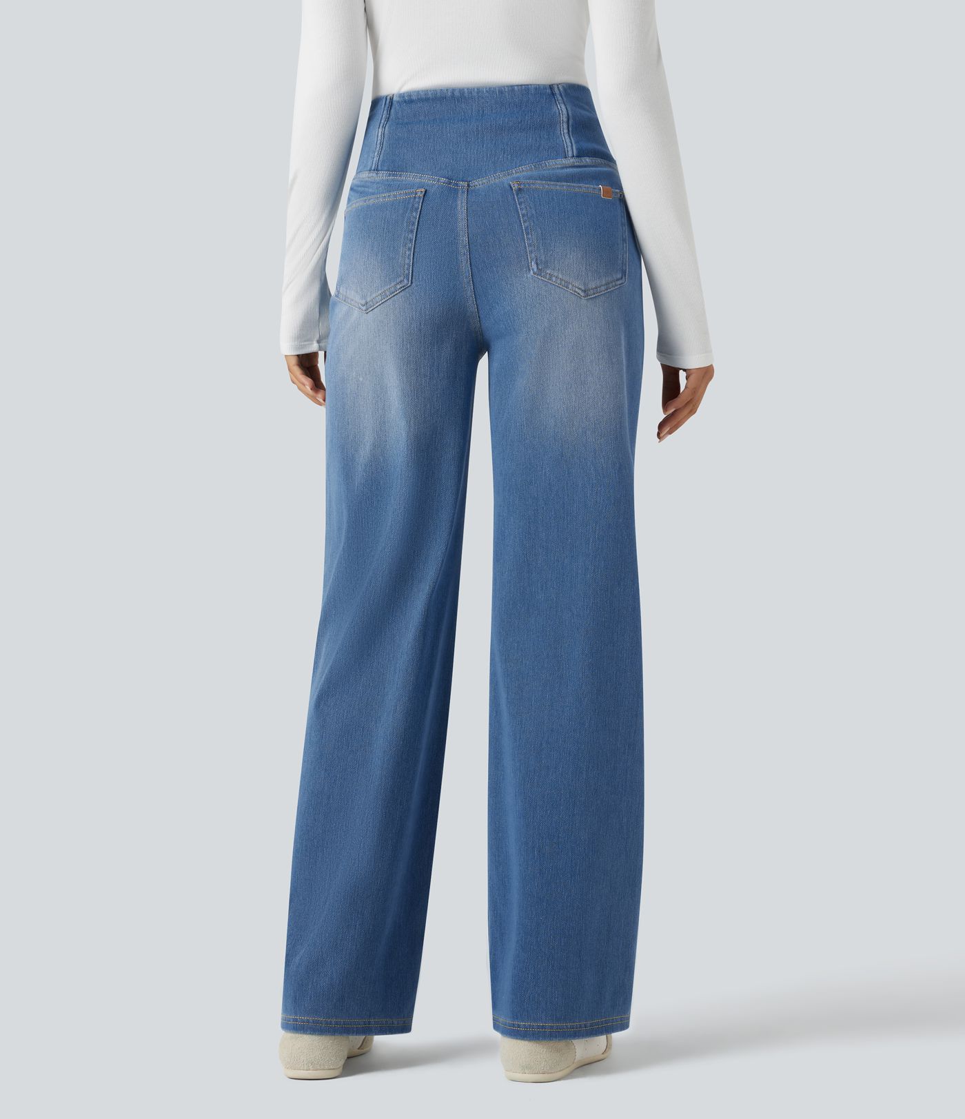Halara Flex™ Crossover High Waisted Tummy Control Casual Straight Leg Jeans with Pockets
