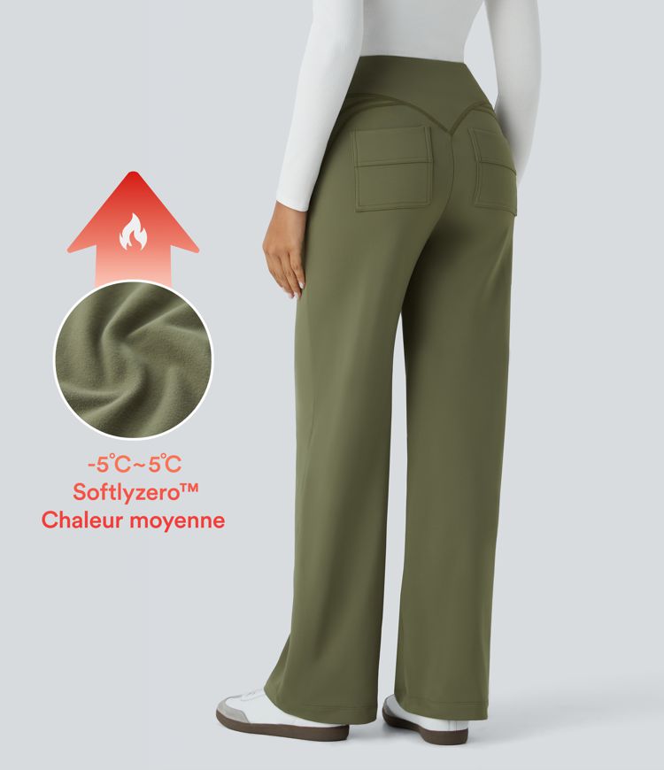 Pantalon décontracté Softlyzero™ thermique taille haute avec poches arrière latérales