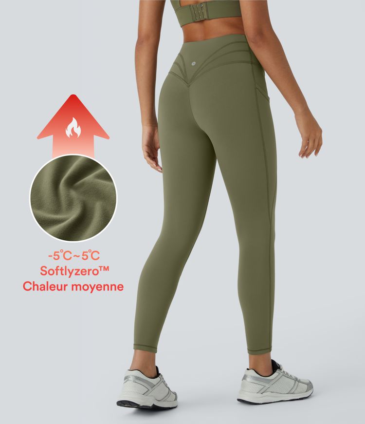 Legging 7/8 de yoga Softlyzero™ thermique taille haute avec poches latérales