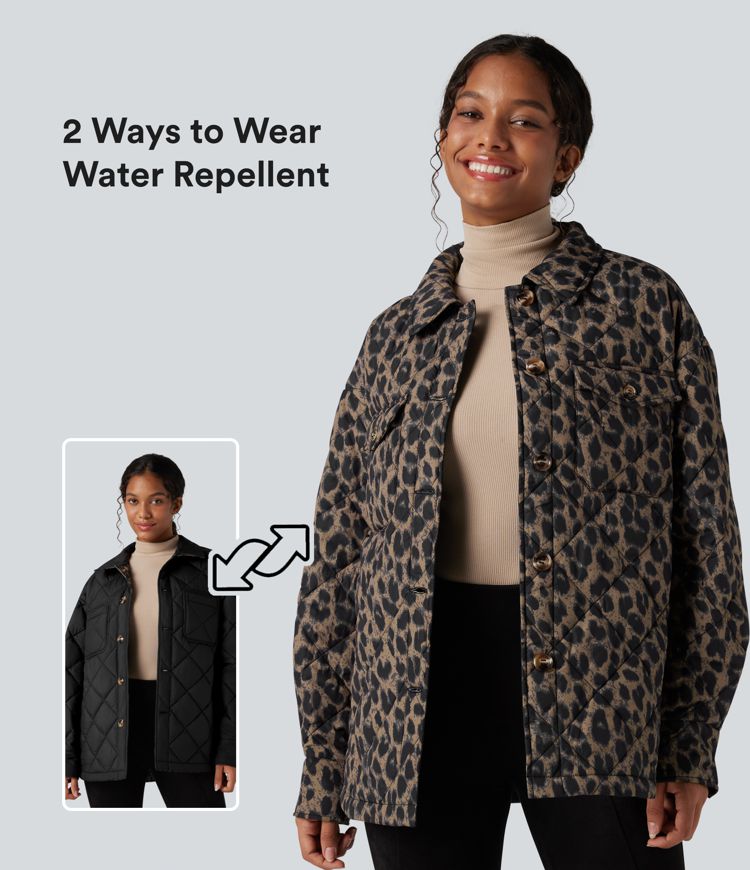 Doudoune réversible déperlante ourlet arrondi manches longues avec poches