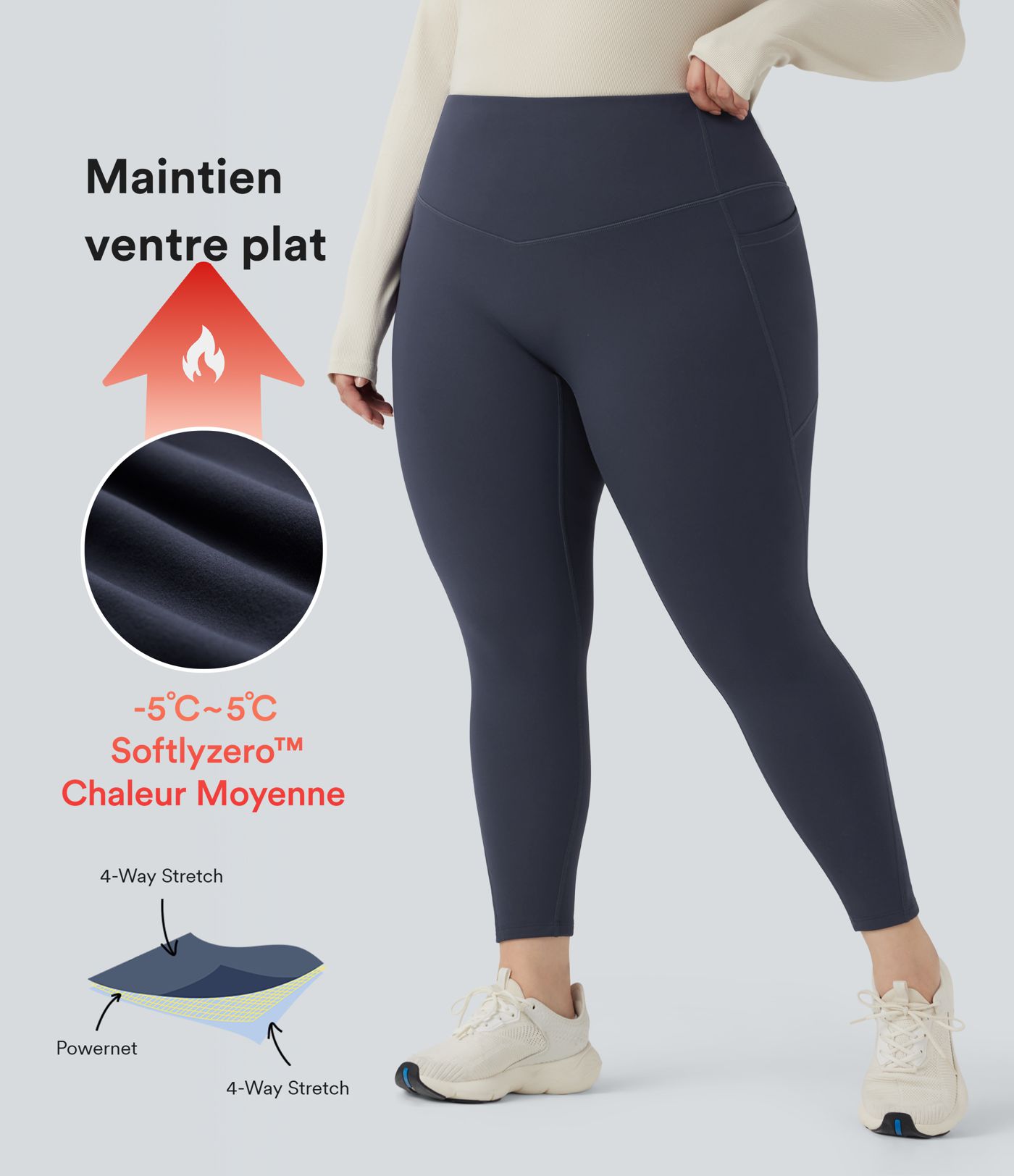 Legging d'entraînement grande taille SoftlyZero™ Plush Thermal taille haute gainant avec poches