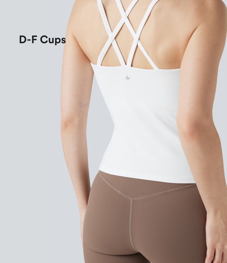 SoftlyZero™ Plush Double Straps Crisscross Back Yoga Tank Top-Longer Length-D-F Cups