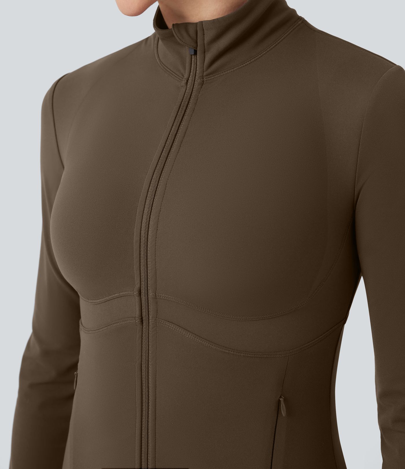 Halara UltraSculpt™ Mock Neck Push-Up Long Sleeve Thumb Hole Yoga Jacket with Pockets