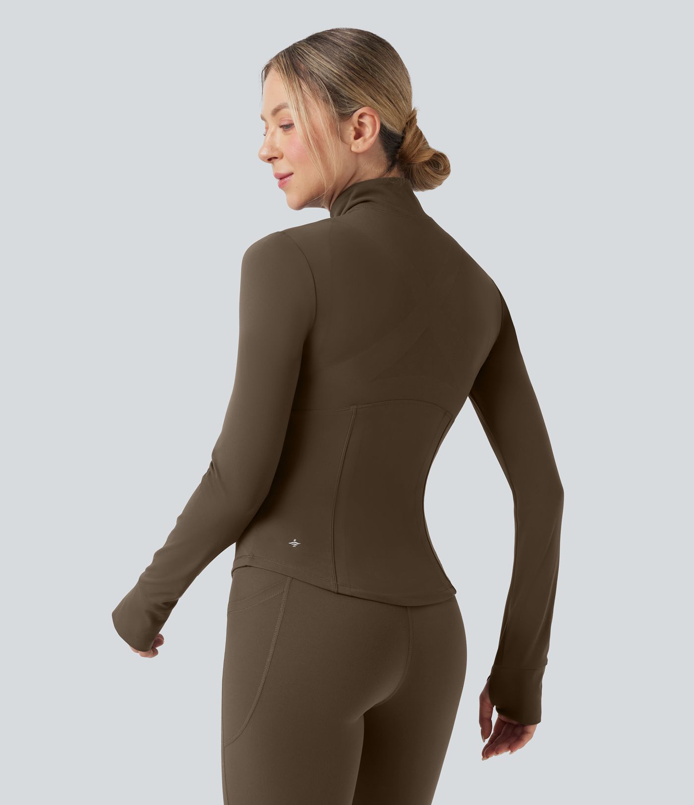 Halara UltraSculpt™ Mock Neck Push-Up Long Sleeve Thumb Hole Yoga Jacket with Pockets