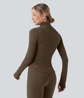 Halara UltraSculpt™ Mock Neck Push-Up Long Sleeve Thumb Hole Yoga Jacket with Pockets
