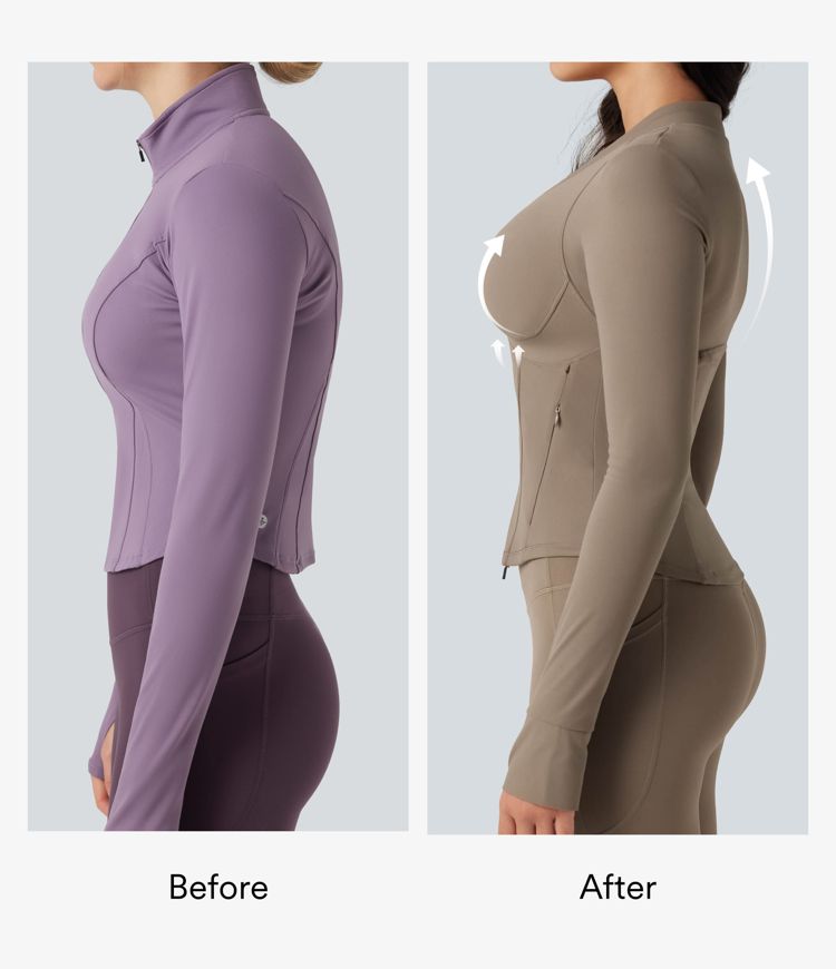 Halara UltraSculpt™ V-neck Push-Up Long Sleeve Thumb Holes Yoga Jacket with Pockets