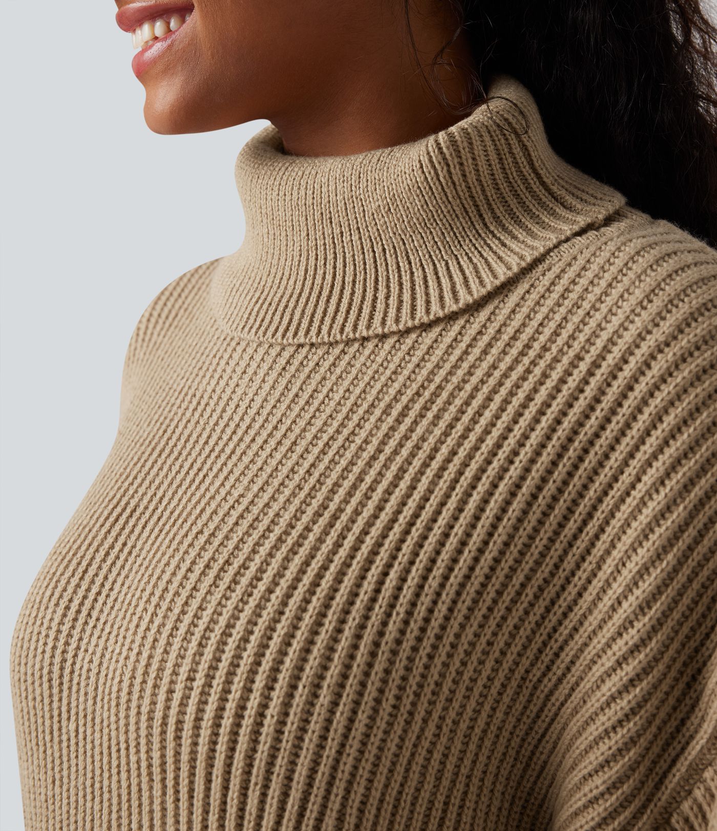 High Neck Long Sleeve Mini Work Jumper Dress