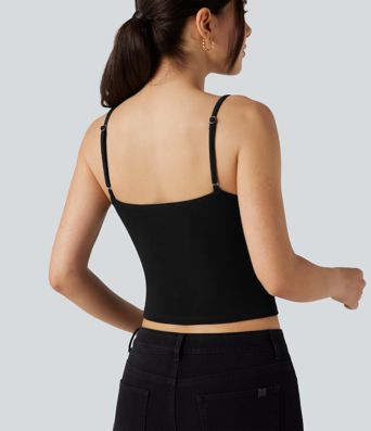 Deep V-neck Adjustable Strap Casual Cami Top