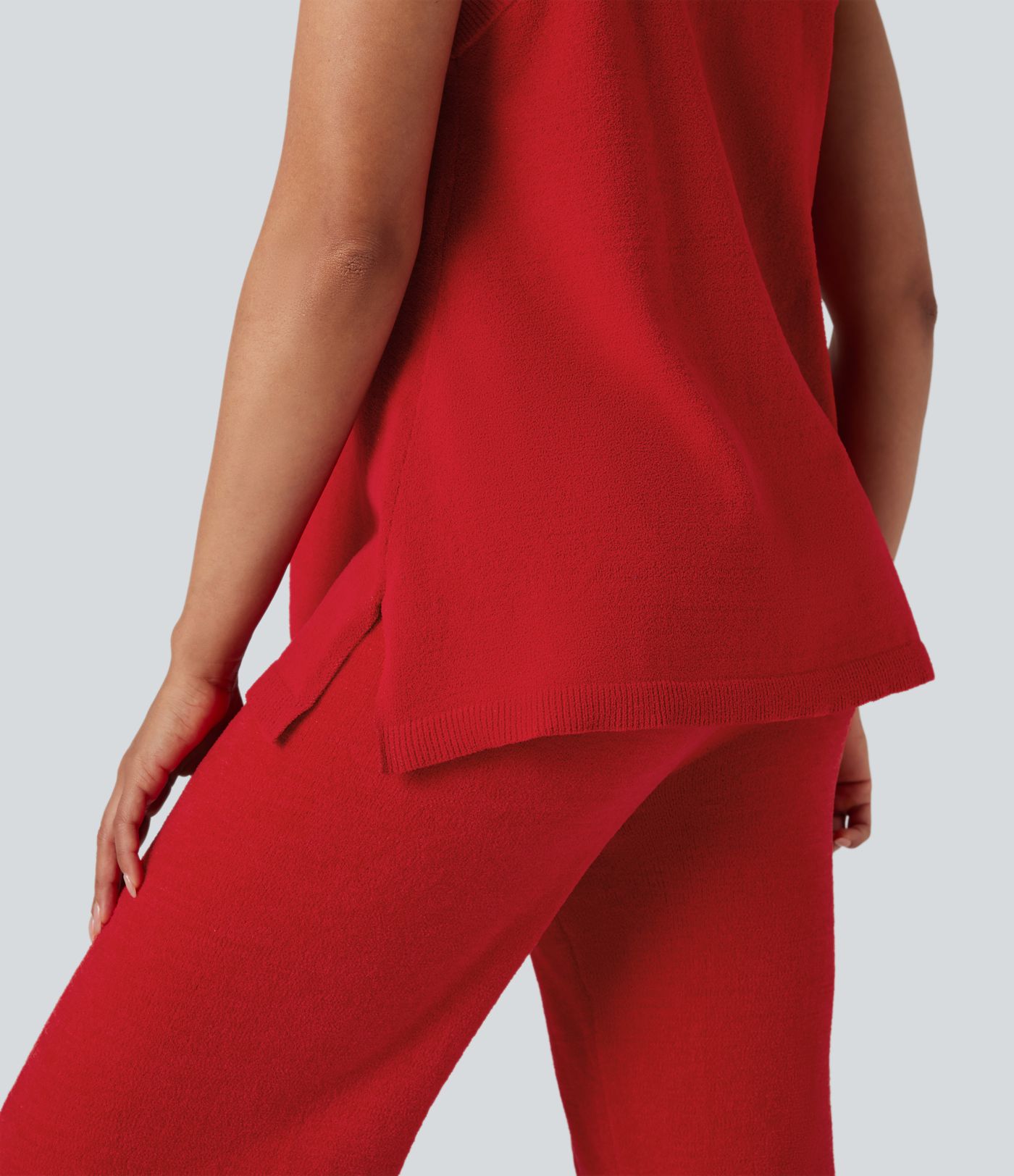 Deep V-neck Sleeveless Split Hem Lounge Top