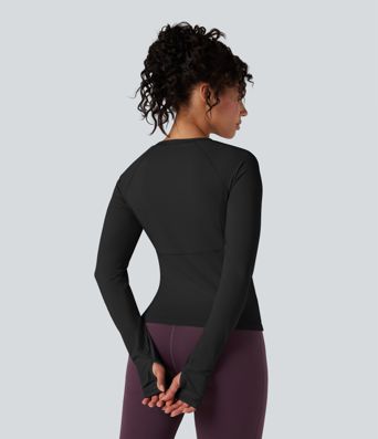 Push-Up Long Sleeve Thumb Hole Yoga Sports Top