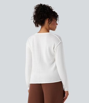 Henley Neck Long Sleeve Work Sweater