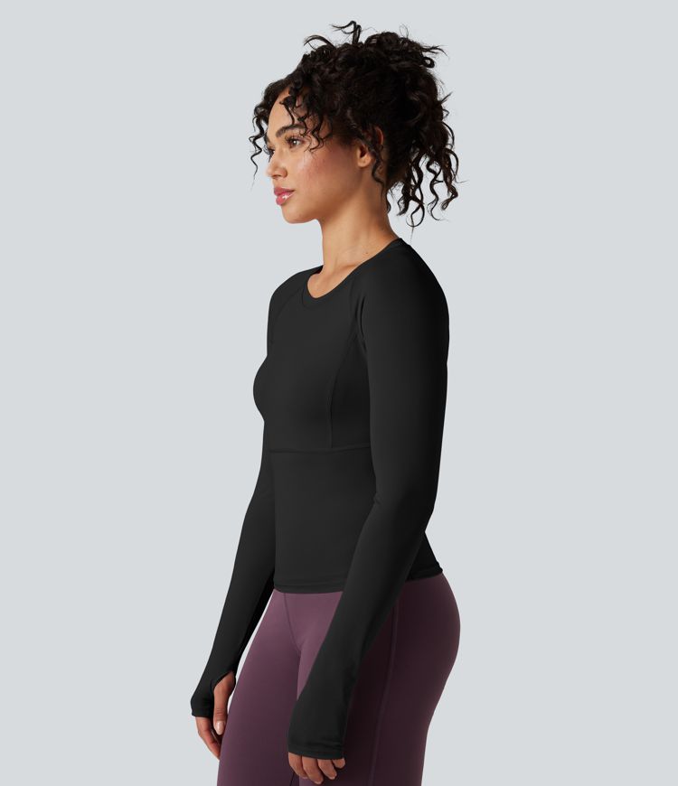 Push-Up Long Sleeve Thumb Hole Yoga Sports Top