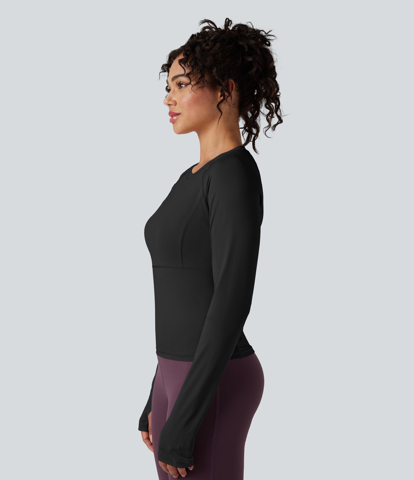 Push-Up Long Sleeve Thumb Hole Yoga Sports Top