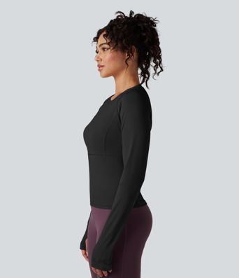 Push-Up Long Sleeve Thumb Hole Yoga Sports Top