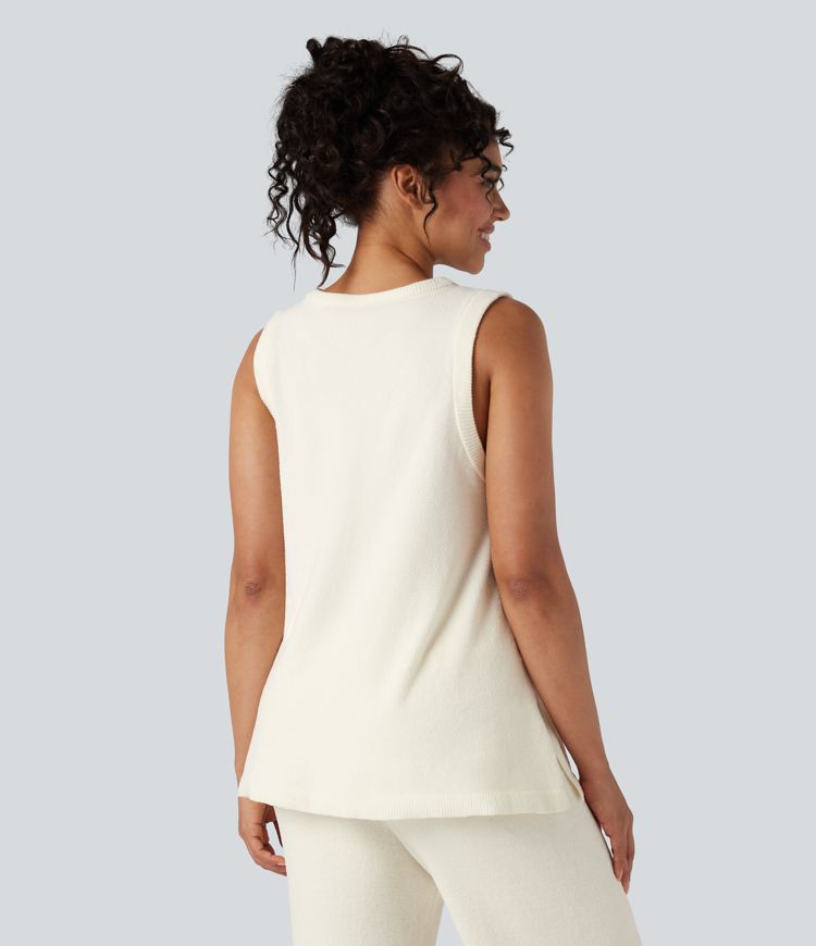 Haut de détente sans manches à décolleté en V profond et fentes latérales