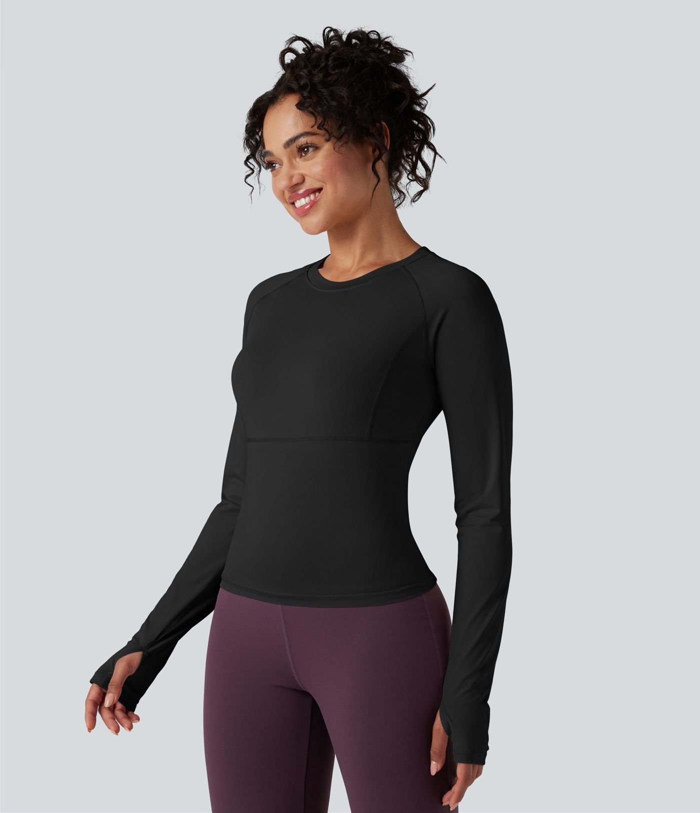 Push-Up Long Sleeve Thumb Hole Yoga Sports Top