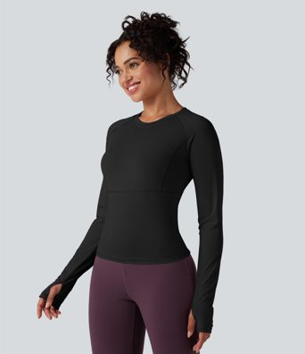 Push-Up Long Sleeve Thumb Hole Yoga Sports Top