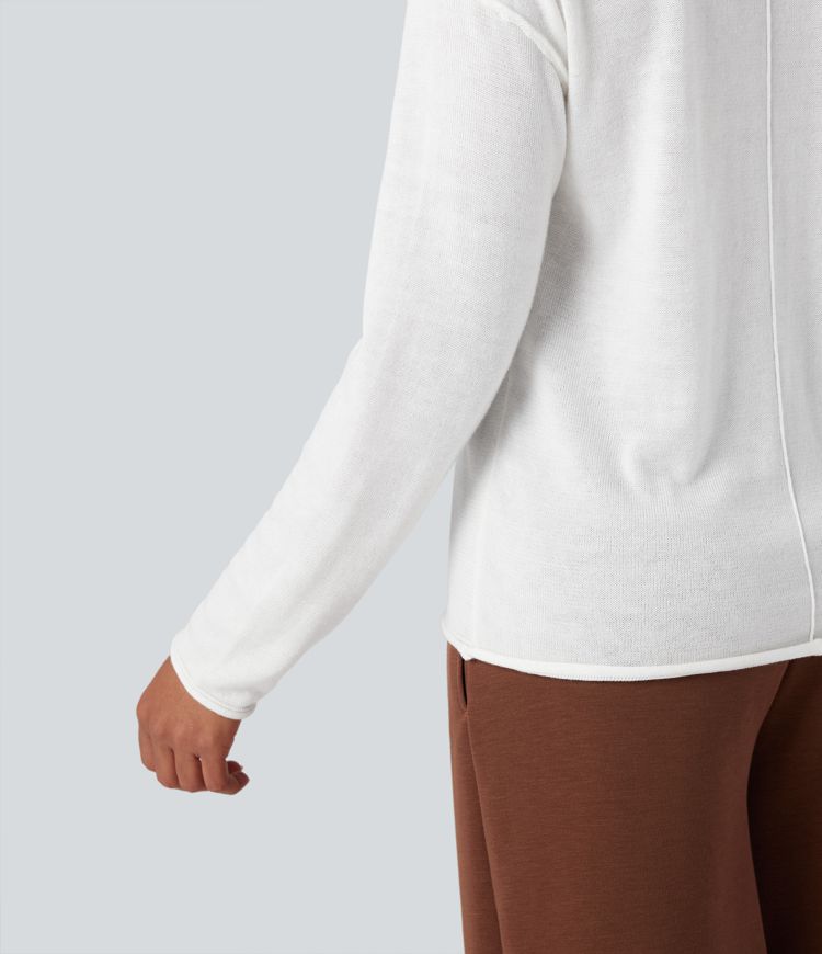 Henley Neck Long Sleeve Work Sweater