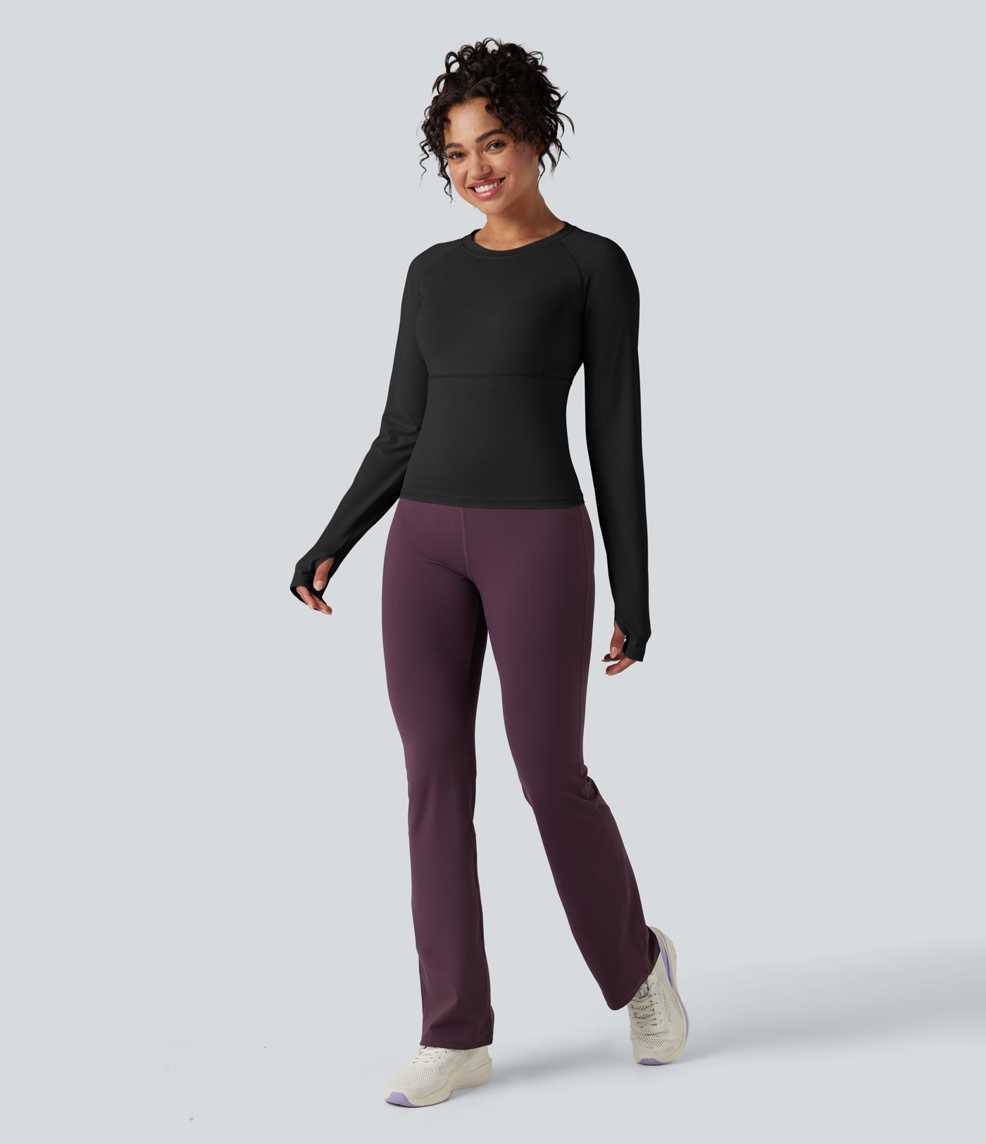 Push-Up Long Sleeve Thumb Hole Yoga Sports Top