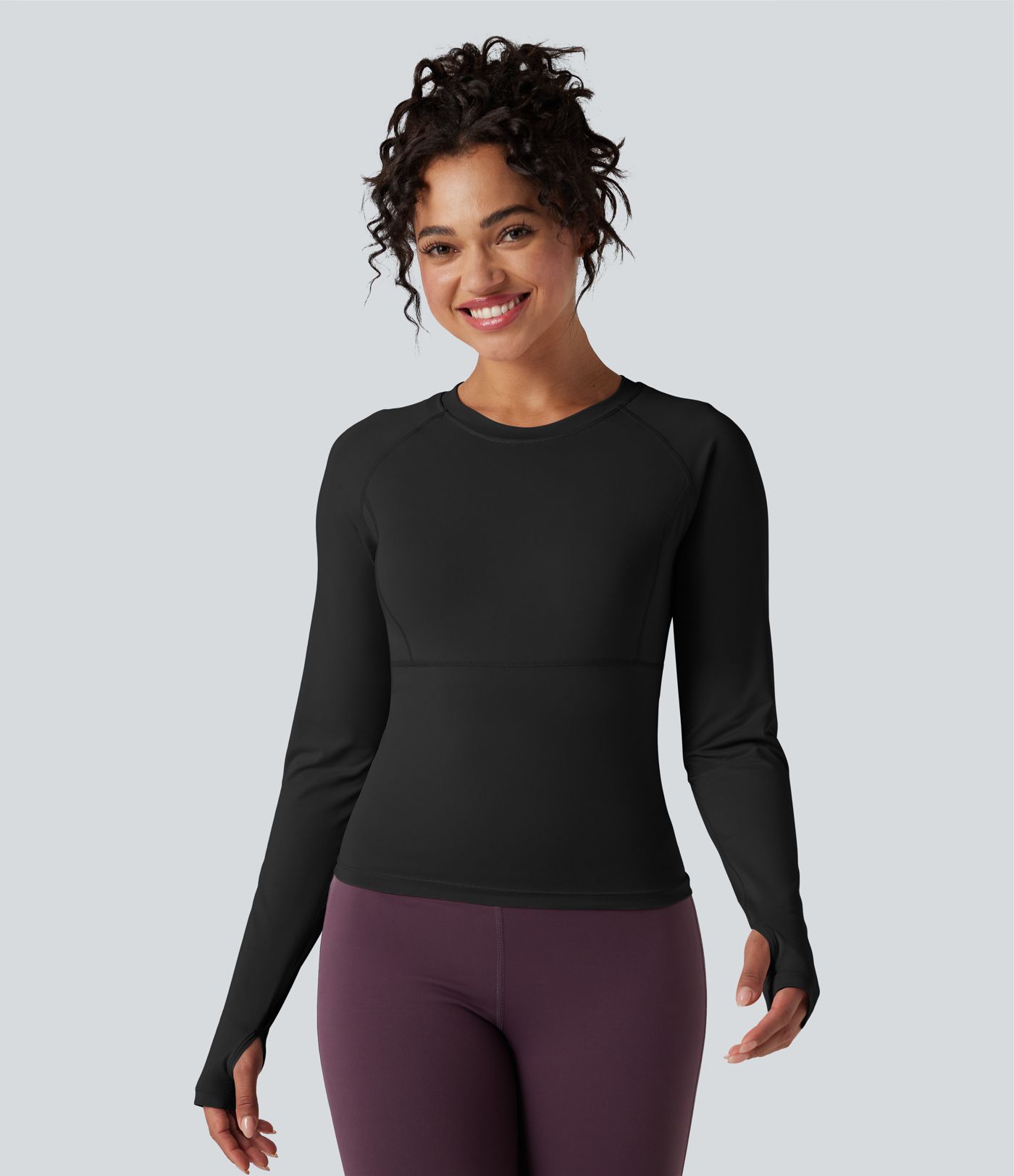 Push-Up Long Sleeve Thumb Hole Yoga Sports Top