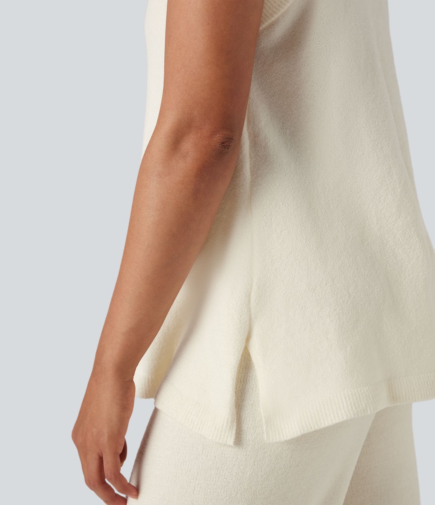 Deep V-neck Sleeveless Split Hem Lounge Top