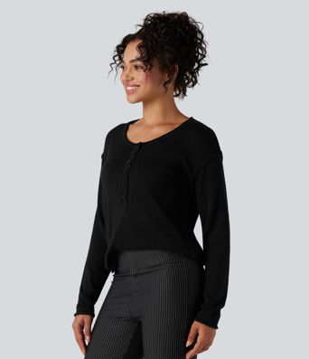 Henley Neck Long Sleeve Work Jumper