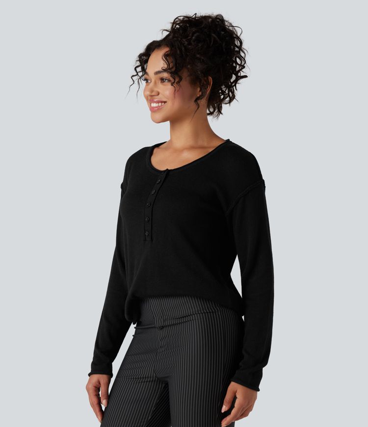 Henley Neck Long Sleeve Work Jumper