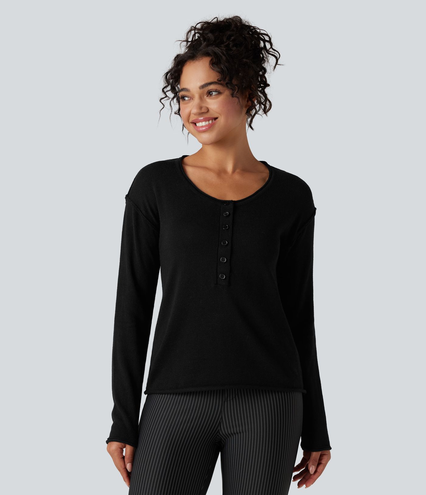 Henley Neck Long Sleeve Work Jumper