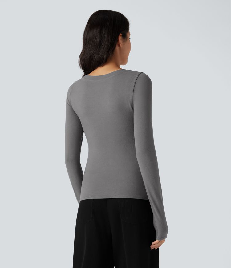 Top casual chaud push-up à col arrondi et manches longues - Bonnet A/B