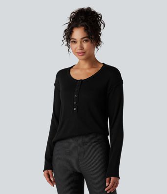 Henley Neck Long Sleeve Work Jumper