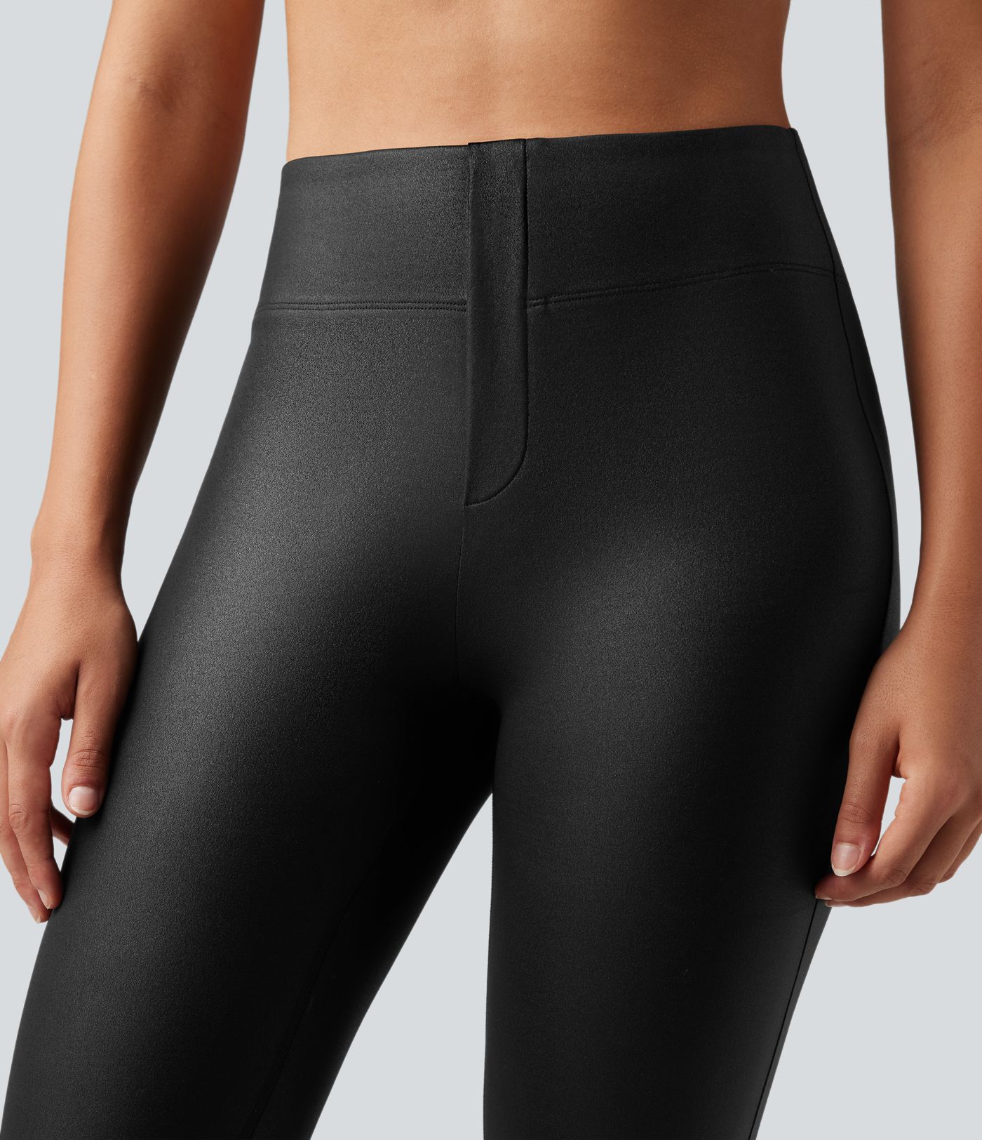 Halara Ultrasculpt™ Faux Leather Shine High Waisted Bootcut Yoga Leggings with Pockets