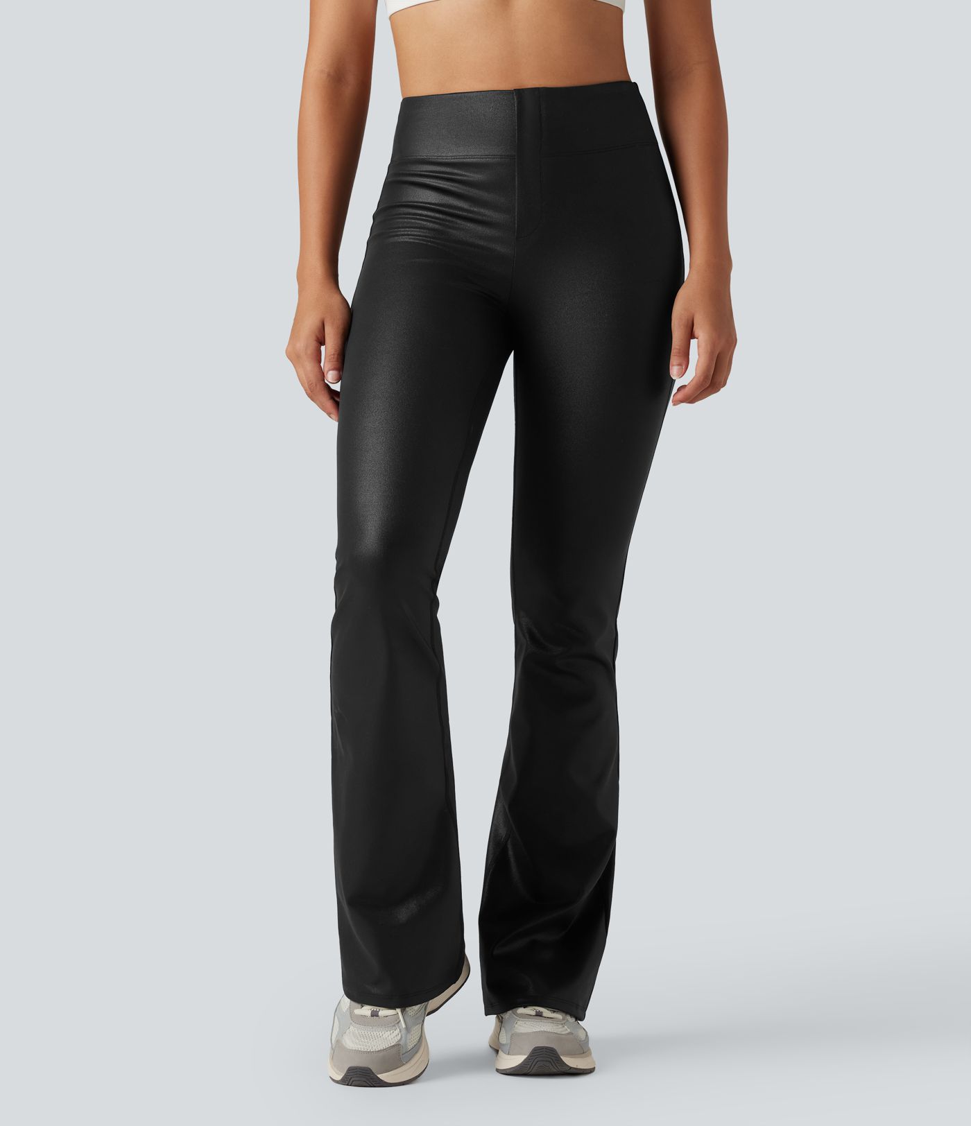 Halara Ultrasculpt™ Faux Leather Shine High Waisted Bootcut Yoga Leggings with Pockets