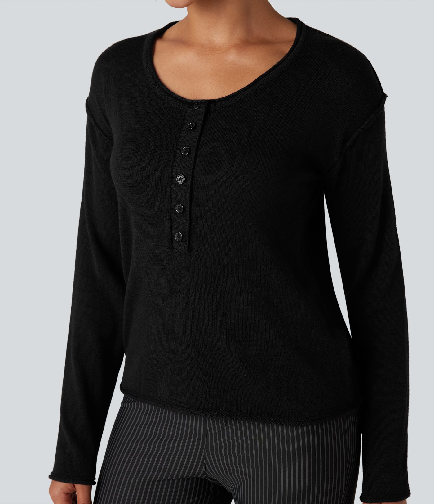 Henley Neck Long Sleeve Work Jumper