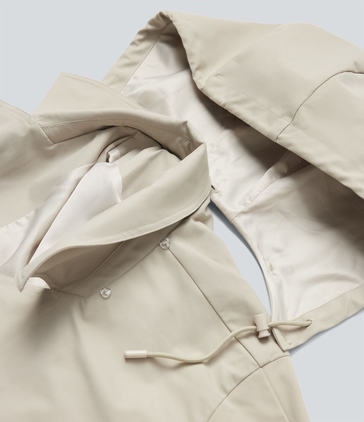 Removable Hood Notched Collar Long Sleeve Belted Longline Casual Anorak Jacket with Pockets