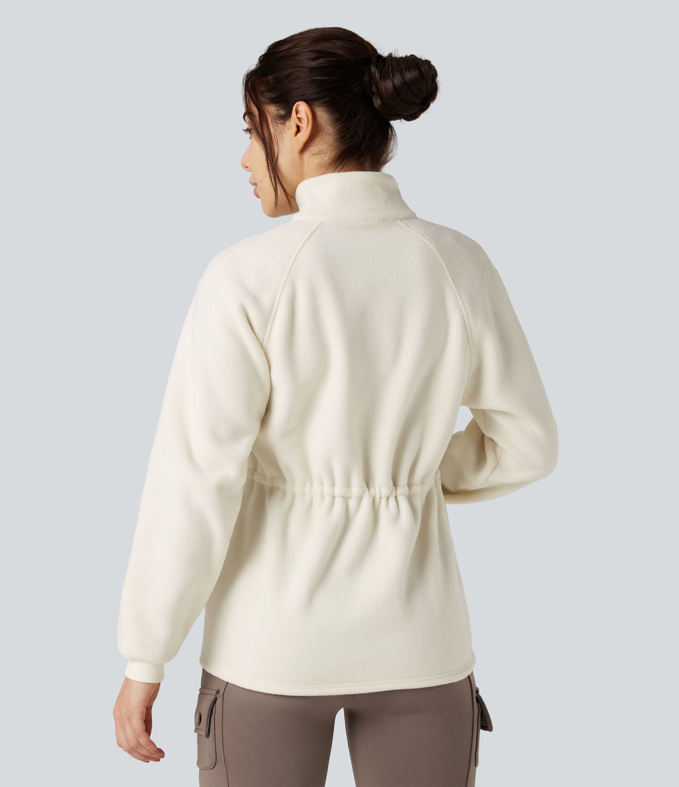 Veste polaire de randonnée col montant à manches longues avec poches