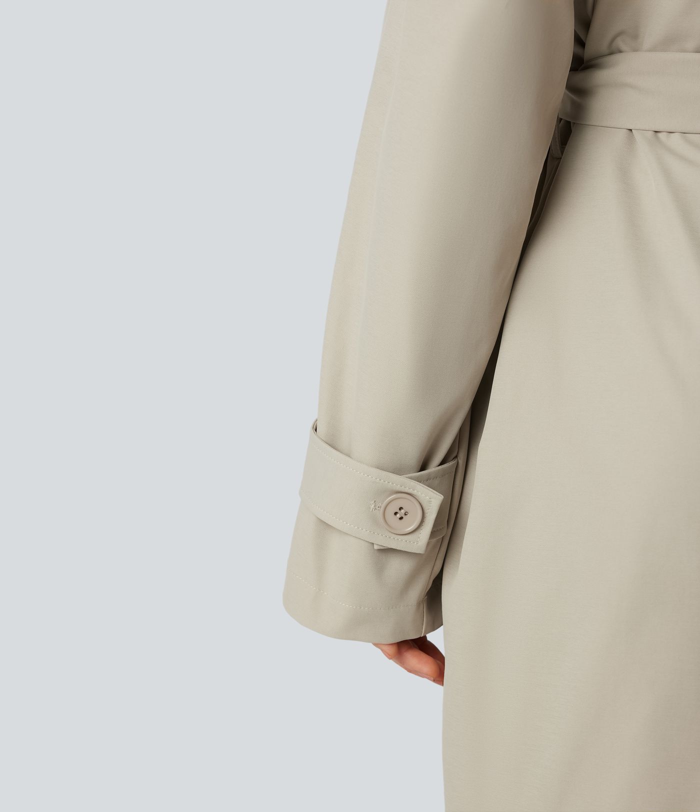 Removable Hood Notched Collar Long Sleeve Belted Longline Casual Anorak Jacket with Pockets