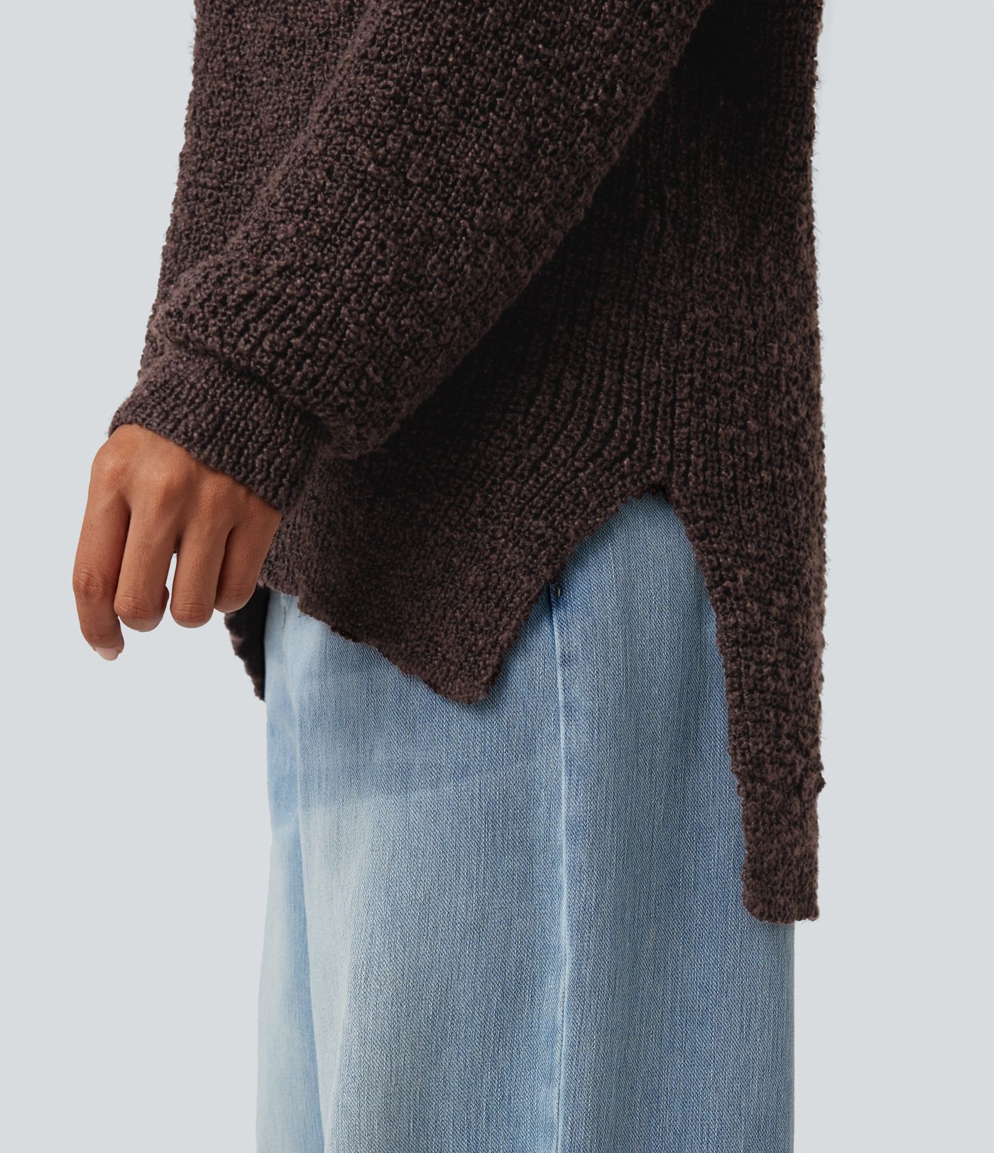 V Neck Long Sleeve High Low Casual Jumper