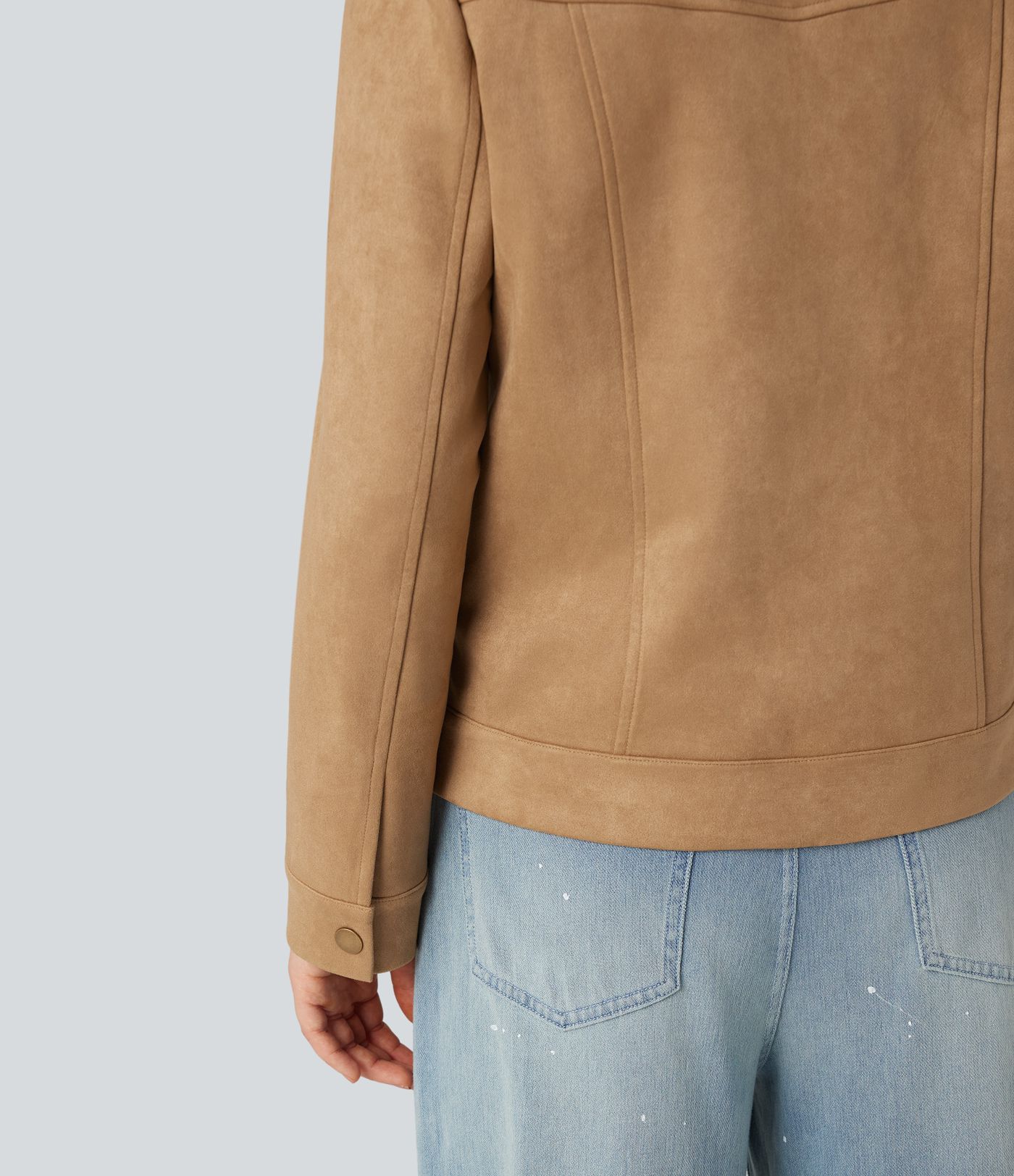 Veste décontractée effet daim à col et manches longues avec poches