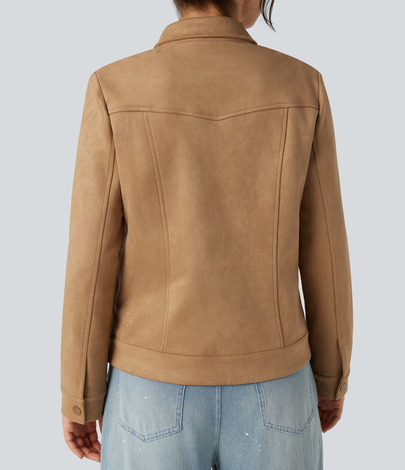 Veste décontractée effet daim à col et manches longues avec poches