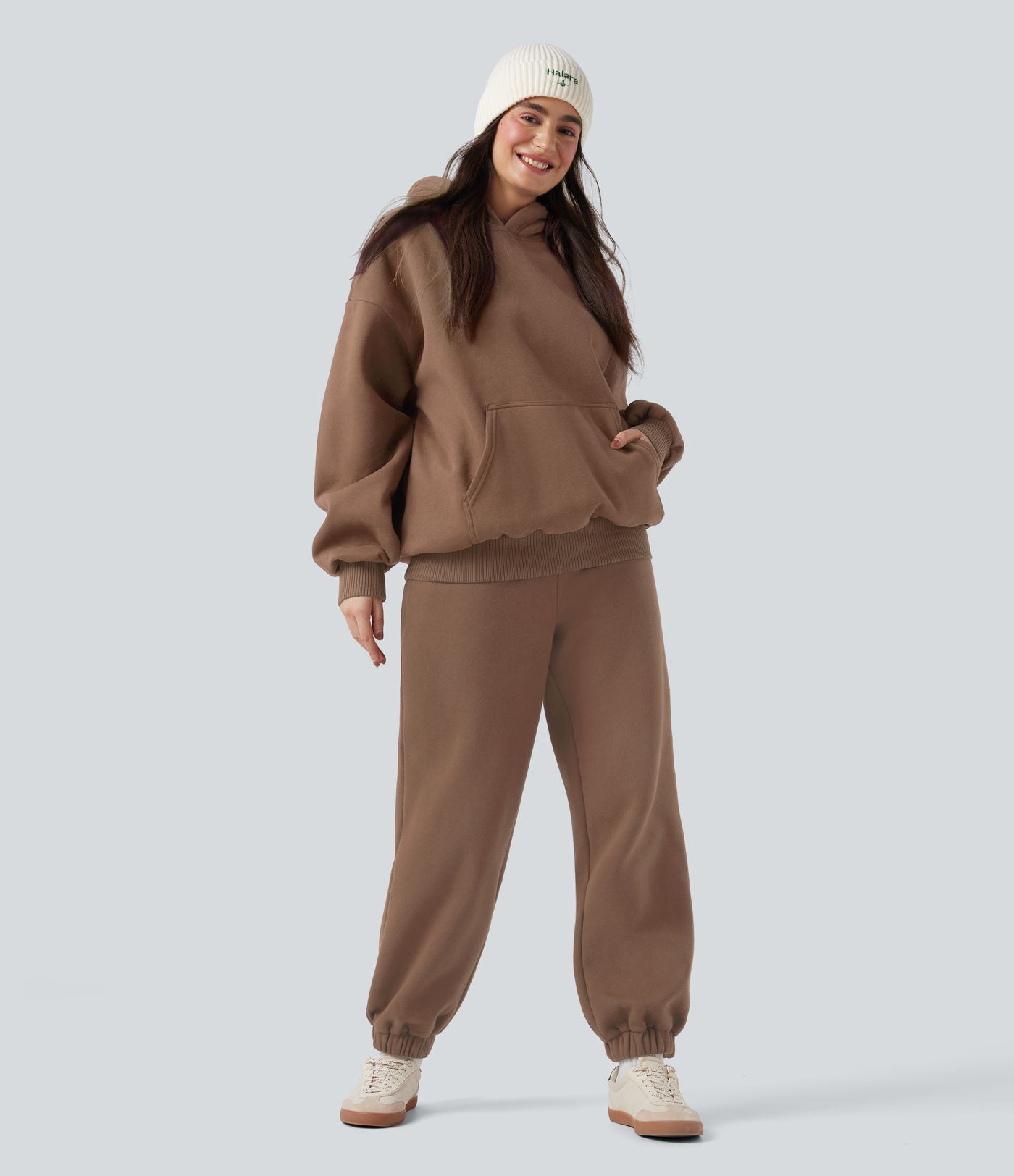Hooded Long Sleeve Fleece Casual Cotton Sweatshirt with Pockets