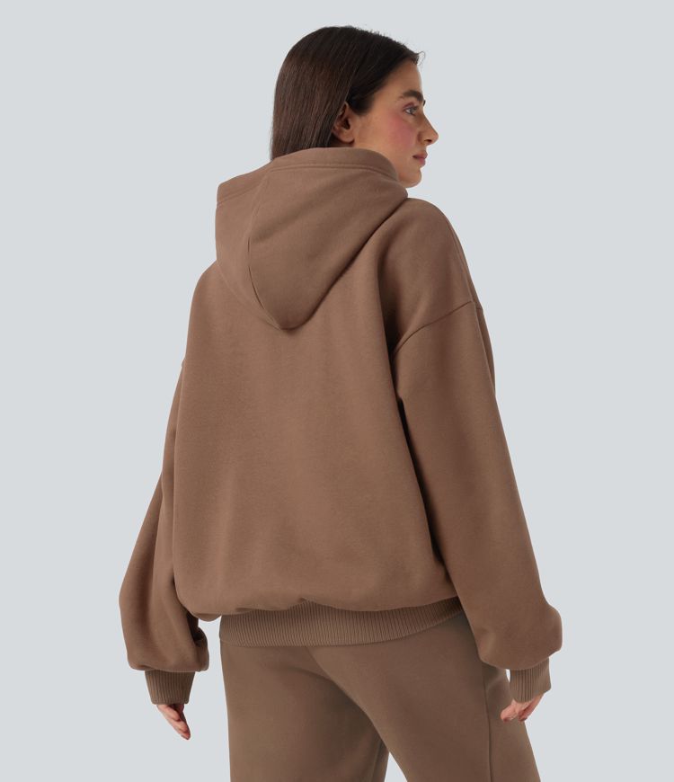 Hooded Long Sleeve Fleece Casual Cotton Sweatshirt with Pockets