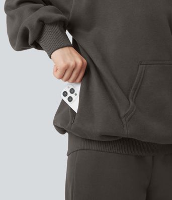 Hooded Long Sleeve Fleece Casual Cotton Sweatshirt with Pockets