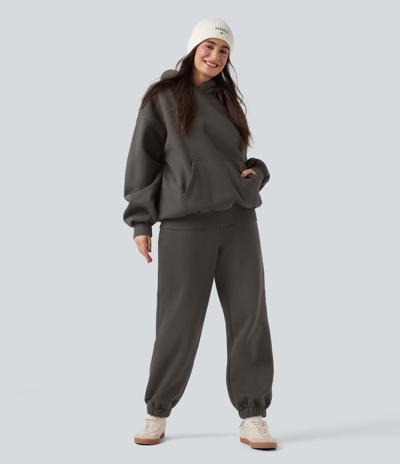 Hooded Long Sleeve Fleece Casual Cotton Sweatshirt with Pockets