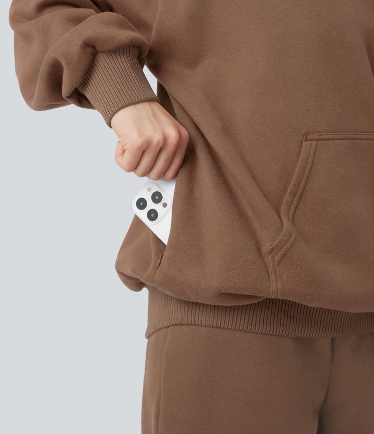 Hooded Long Sleeve Fleece Casual Cotton Sweatshirt with Pockets