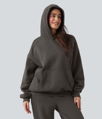 Hooded Long Sleeve Fleece Casual Cotton Sweatshirt with Pockets