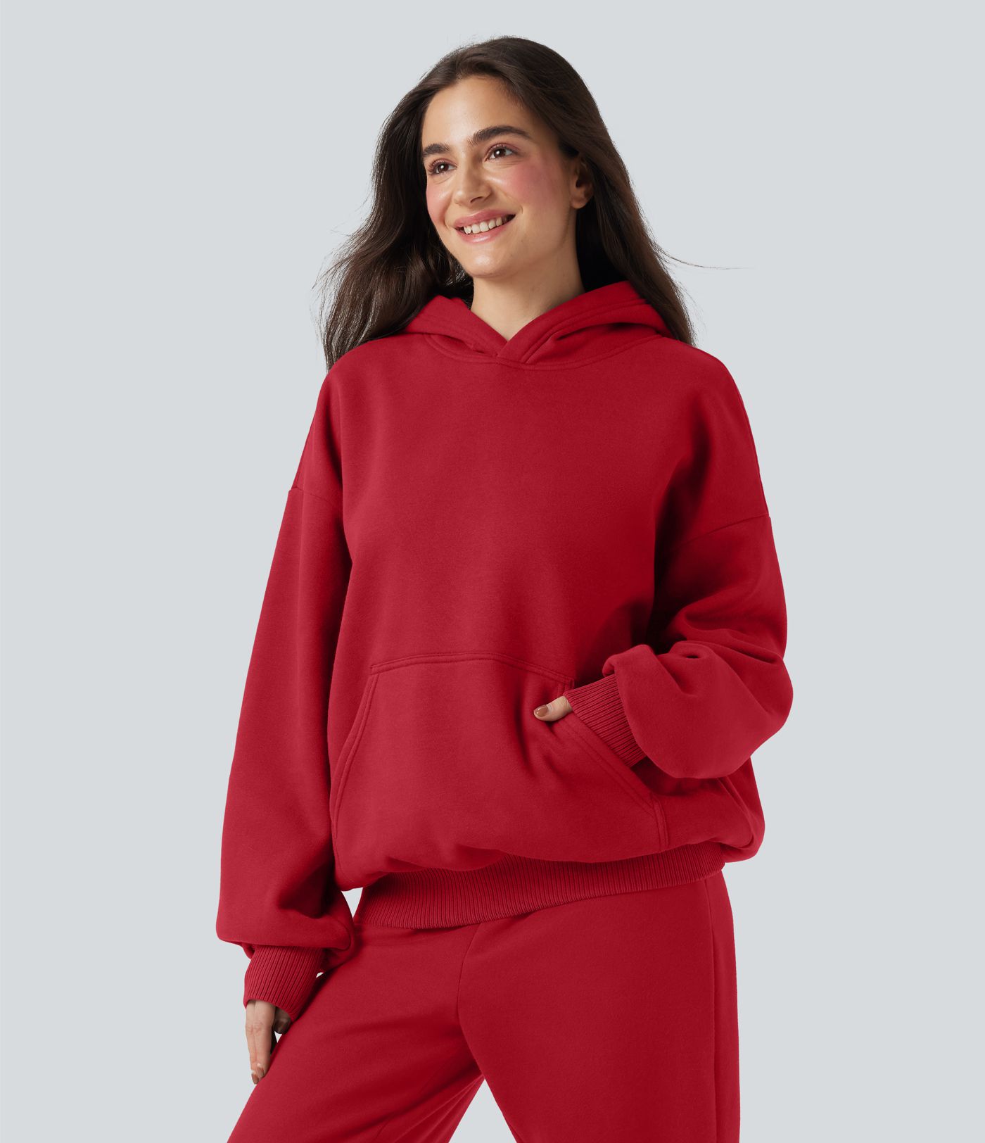 Hooded Long Sleeve Fleece Casual Cotton Sweatshirt with Pockets