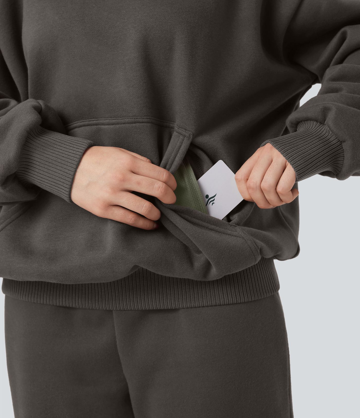 Hooded Long Sleeve Fleece Casual Cotton Sweatshirt with Pockets