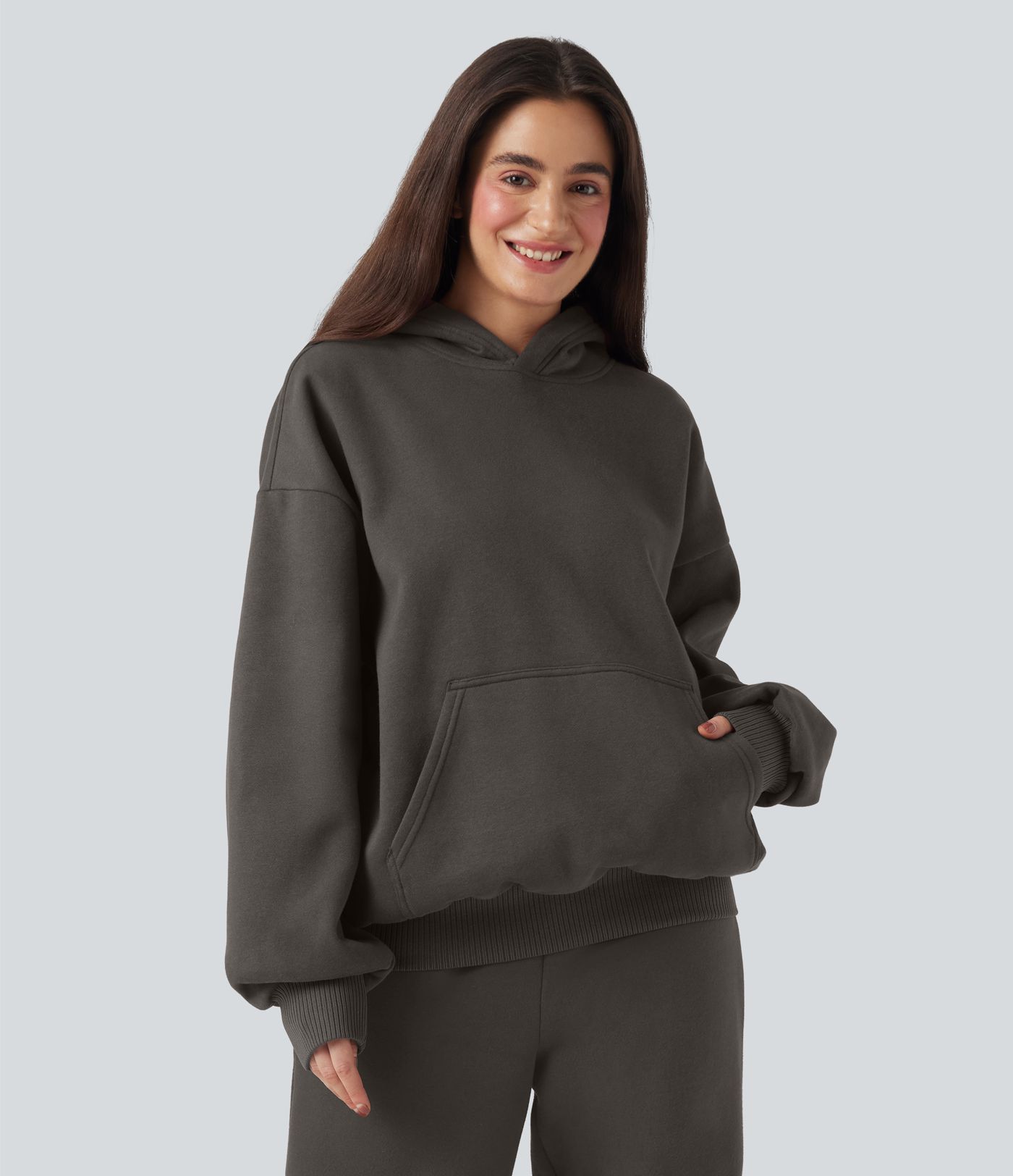 Hooded Long Sleeve Fleece Casual Cotton Sweatshirt with Pockets