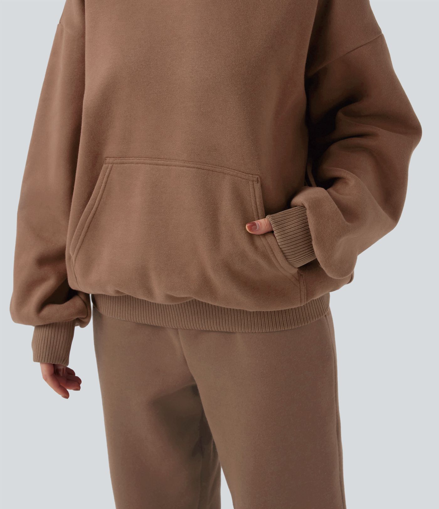 Hooded Long Sleeve Fleece Casual Cotton Sweatshirt with Pockets