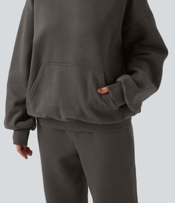 Hooded Long Sleeve Fleece Casual Cotton Sweatshirt with Pockets